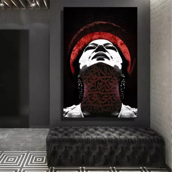 لوحة قماشية مودرن بتصميم أم كلثوم قولد