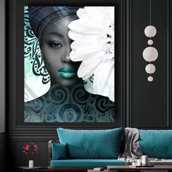 لوحة قماشية مودرن بتصميم فن الخط العربي بلو