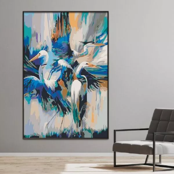 لوحة قماشية ابستراكت ستورك - 80x120 سم