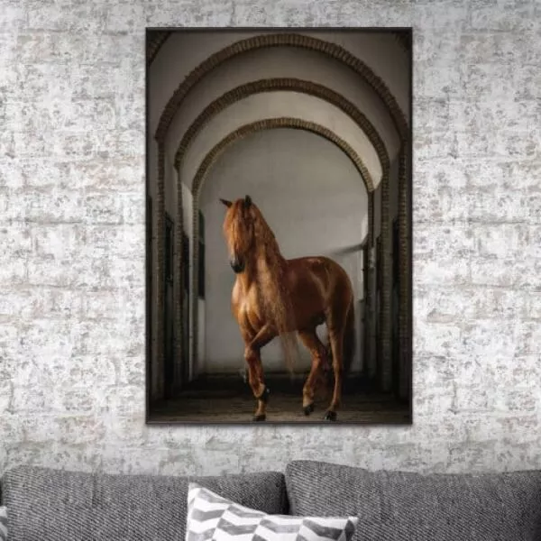 لوحة قماشية مودرن براون هورس - 80x120 سم