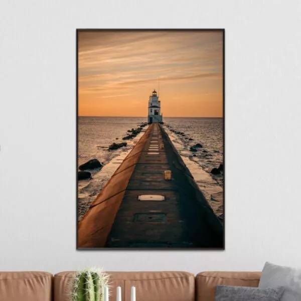 لوحة قماشية بتصميم مودرن لايت هاوس - 80x120 سم