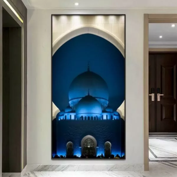 لوحة قماش بتصميم مسجد إسلامي - 80x120 سم