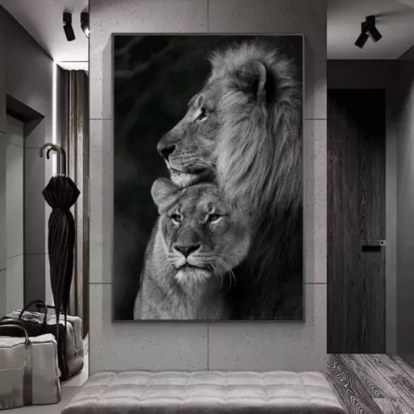 لوحة قماشية بتصميم مودرن لايون - 80x120 سم