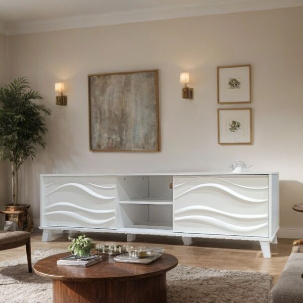 طاولة تلفزيون ايلا 180 سم - ابيض