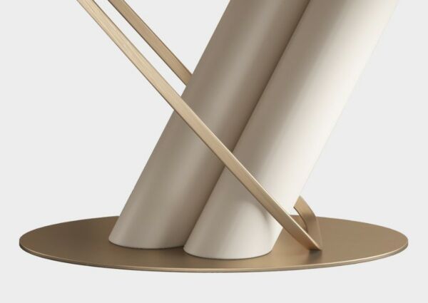 طاولة طعام موزار 6 أشخاص - ابيض وذهبي بدون كراسي