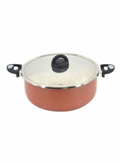 وعاء طهي مع غطاء بني فضيأسود  30 سنتيمتر