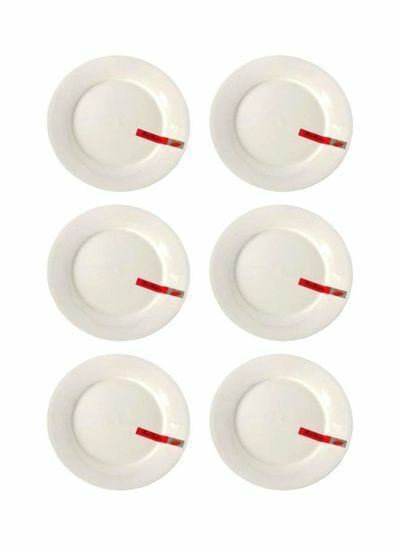 طقم أطباق عشاء 6 قطع أبيض أحمر 9 بوصة