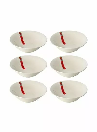طقم أوعية مكون من6Piece قطع أبيض أحمر  7 بوصة