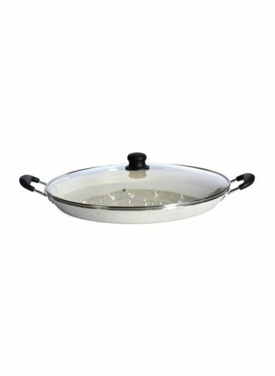 إناء طهي مانع للإلتصاق مع غطاء 45 سم - بيج