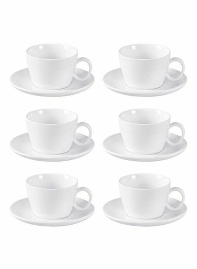 طقم أكواب وصحون من 12 قطعة أبيض 35x20x9 سم