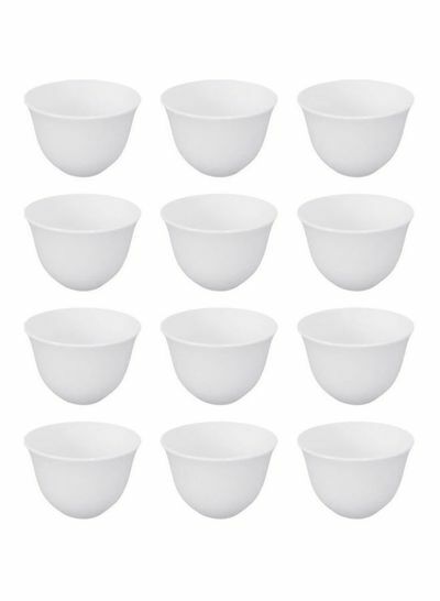 طقم فنجان قهوة من12 قطعة - أبيض