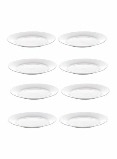 طقم أطباق حلوى مكون من 8 قطع أبيض  7 بوصة