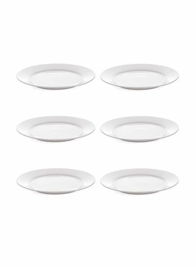 طقم أطباق عشاء من 6 قطع أبيض  8 بوصة
