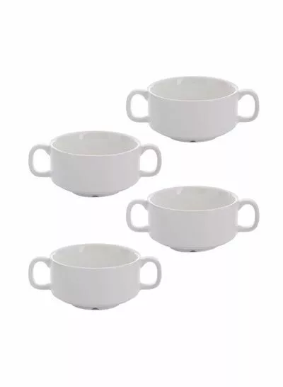 مجموعة سلطانيات شوربة من 4 قطع أبيض  6x5  بوصة