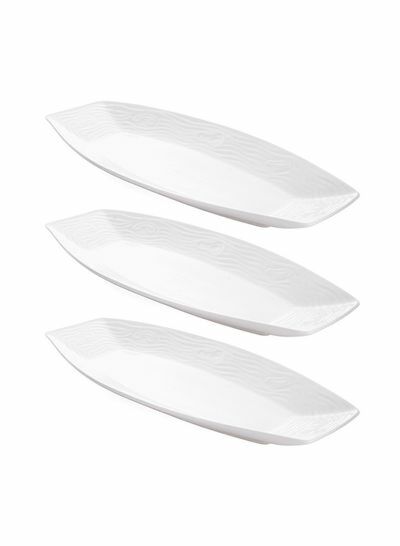 مجموعة أطباق تقديم من 3 قطع أبيض  20 بوصة
