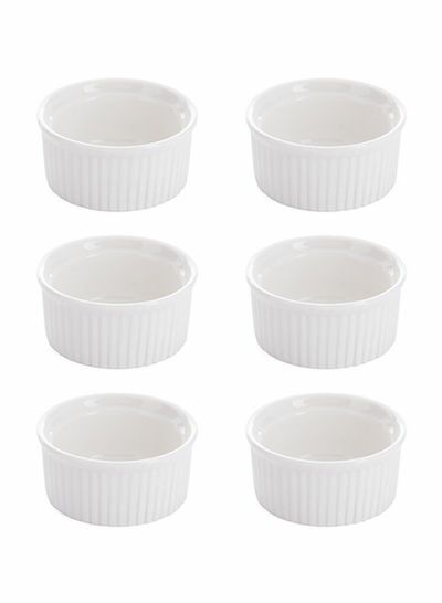 مجموعة أوعية تقديم صلصة صغيرة من 6 قطع أبيض 6x3 بوصة