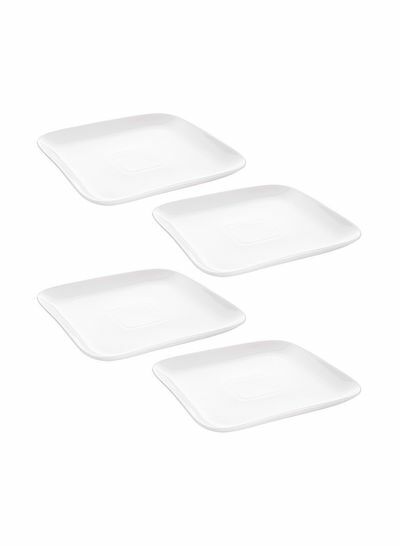 مجموعة أطباق عشاء مربعة الشكل من 4 قطع أبيض 10 بوصة