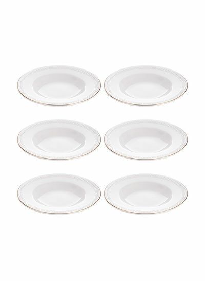 أطباق عميقة من 6 قطع أبيض 7 بوصة