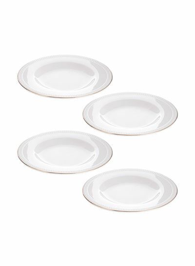أطباق عميقة من 4 قطع أبيض ذهبي 10 بوصة