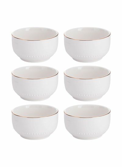 طقم سلطانيات 6 قطعة أبيض ذهبي 4 بوصة