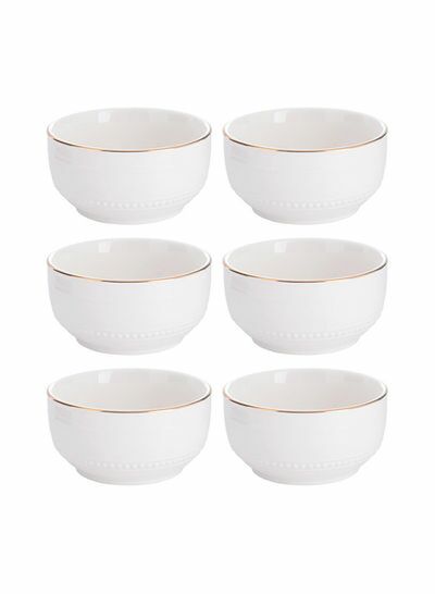 طقم سلطانيات 6 قطعة أبيض ذهبي 55 بوصة