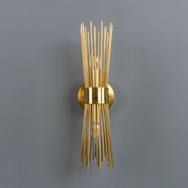 إضاءة جدارية أعواد لمبتين إي 27 ذهبي