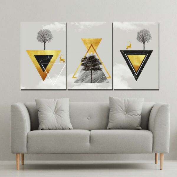 طقم لوحات جدارية فنية تريانجلز 3 قطع - متعدد الالوان