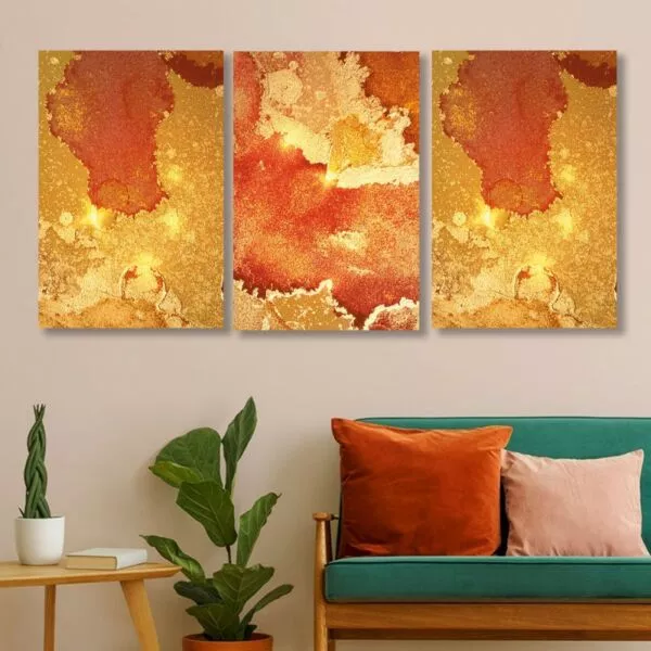 لوحة جدارية فنية بتصميم تجريدي كلوديا - ثلاث قطع - مقاس 120x60 سم