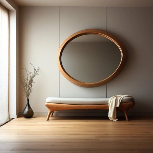 مرأة بإطار خشبي روم