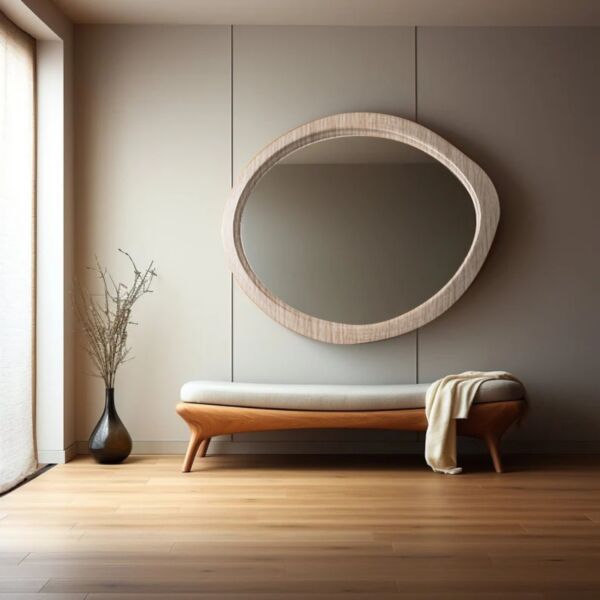 مرأة بإطار خشبي روم