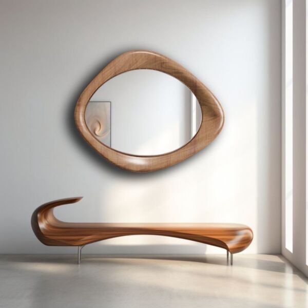 مرأة بإطار خشبي يان