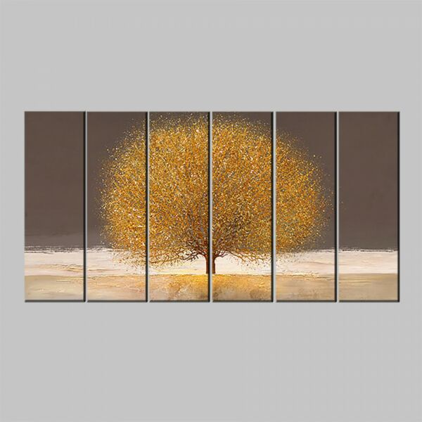 لوحه جدارية كانفس غولدن تري  - مقسمة - 6 قطع بمقاس 33x100 سم