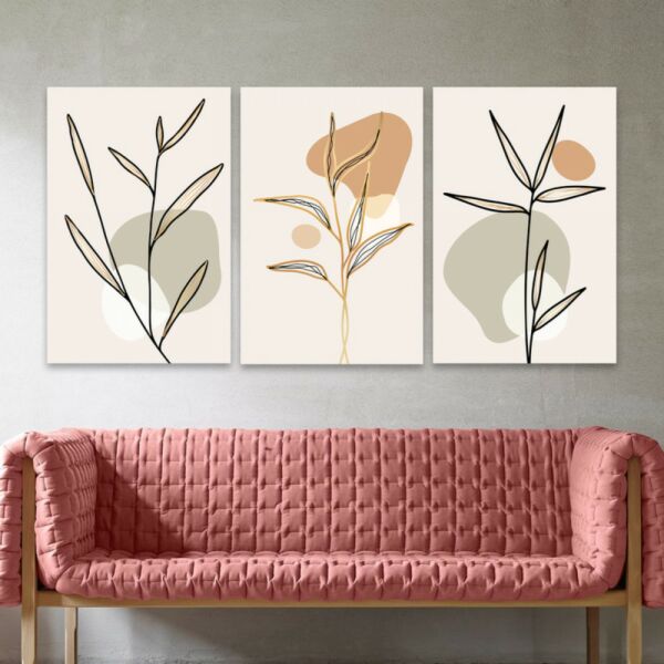 طقم لوحة جدارية فنية رين لتزيين الحائط 3 قطع - متعدد الالوان 