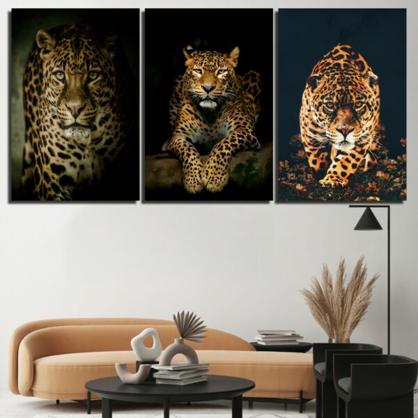 طقم لوحات جدارية فنية لتزين الحائط بتصميم نمر - ثلاث قطع