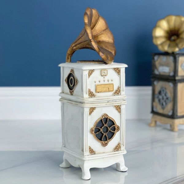 ديكور جرامافون سيراميك - أبيض