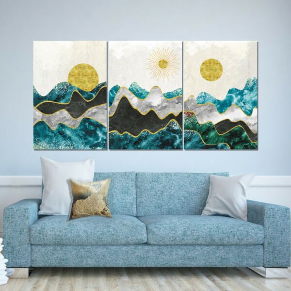 طقم لوحات جدارية فنية سن ايز 3 قطع - متعدد الالوان