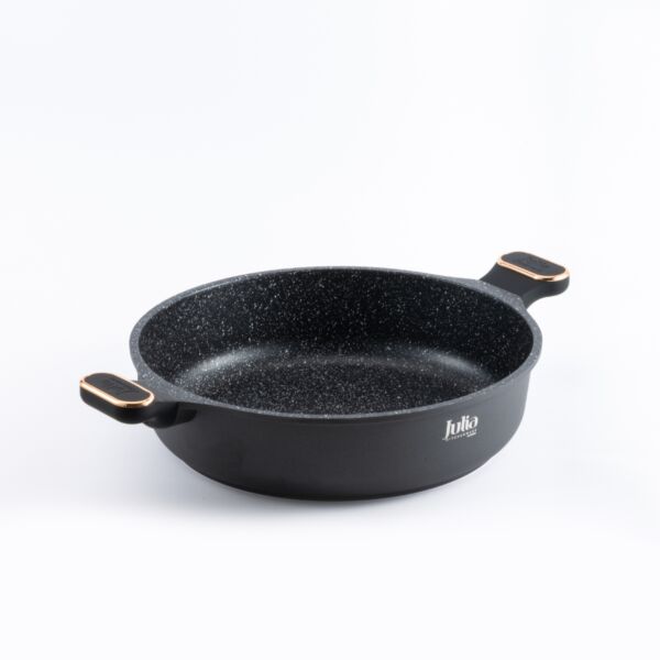 قدر منخفض جرانيت مع غطاء شاولا 32 سم - اسود