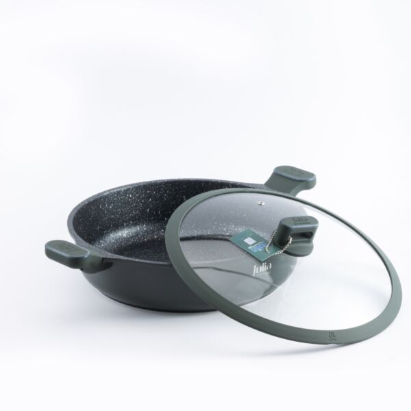 قدر منخفض جرانيت مع غطاء شاولا 32 - اخضر