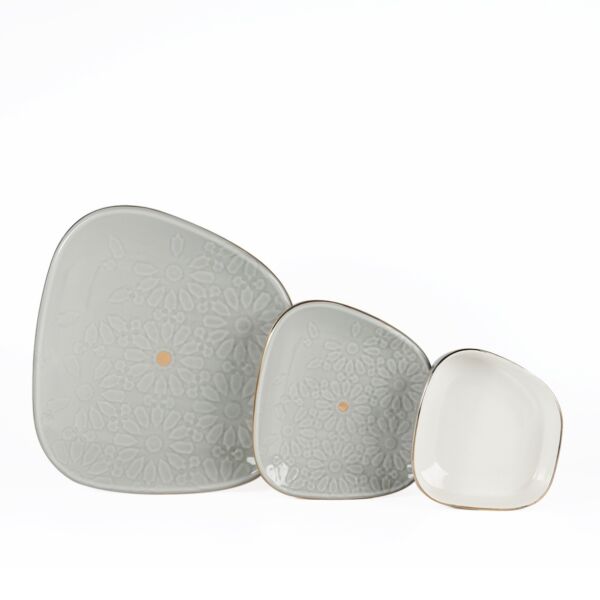 طقم عشاء ل6 أشخاص من مجموعة إكرام - 18 قطعة - رمادي