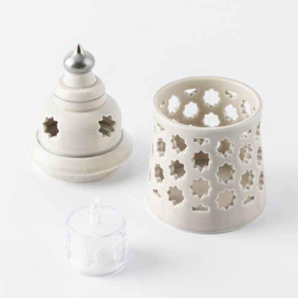 حامل شموع بورسلين من روزيت صغير- بيج