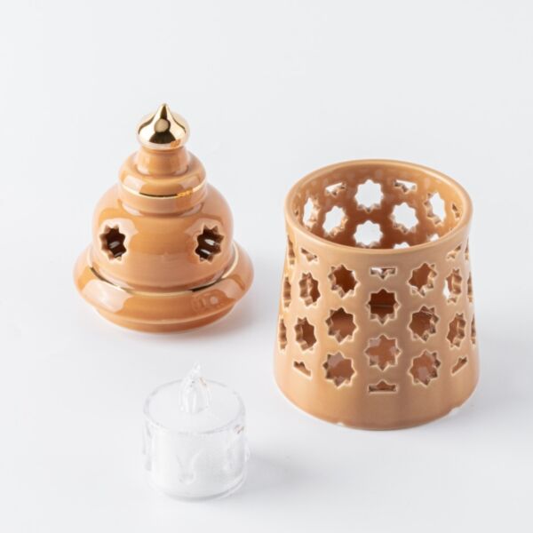 حامل شموع بورسلين من روزيت صغير - برتقالي