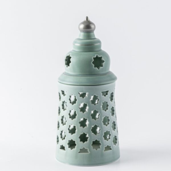 حامل شموع بورسلين من روزيت وسط - ازرق