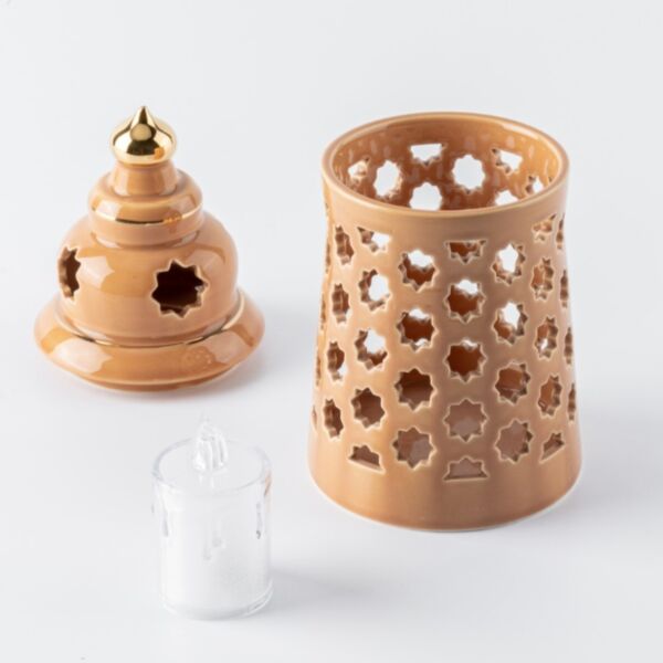 حامل شموع بورسلين من روزيت وسط - برتقالي