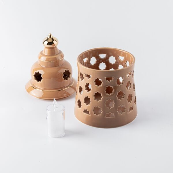 حامل شموع بورسلين من روزيت كبير - برتقالي