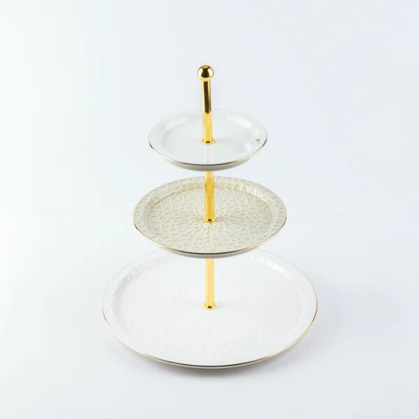 حامل كيك وحلويات ستاند 3 طبقات من اصالة - بيج وذهبي