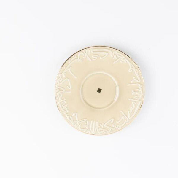 طقم أكواب شاي بورسلان 12 قطعة من جوار - كريمي و ذهبي