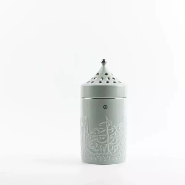 مبخرة بورسلان من جوار - اخضر فاتح وفضي