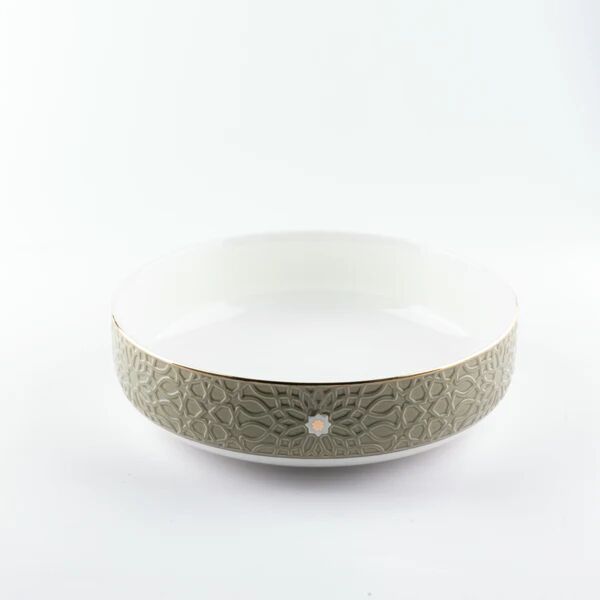 وعاء تقديم من اصالة - اخضر وذهبي