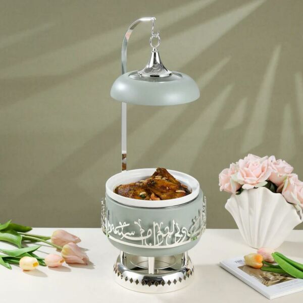 سخان تقديم طعام حجم صغير من جوار - اخضر فاتح وفضي