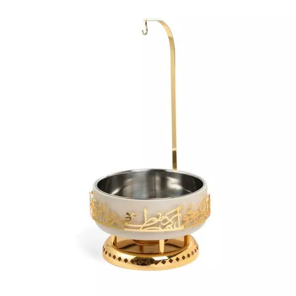 سخان تقديم طعام حجم وسط من جوار - بيج و ذهبي